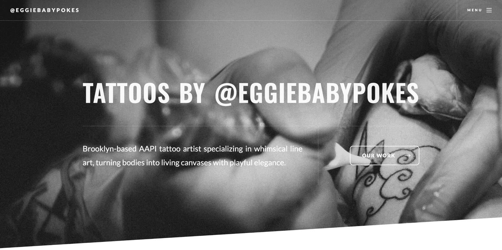 Screenshot of a Demo Website for Tattoos by @eggiebabypokes